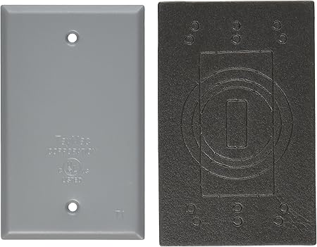 TayMac BC100S Weatherproof Metallic Device Cover, Blank, Single Gang, Gray