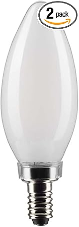 Satco S21823 4 Watt B11 LED Bulb, Frosted, Candelabra Base, 2700K, 350 Lumens, 120 Volt, 2-Pack