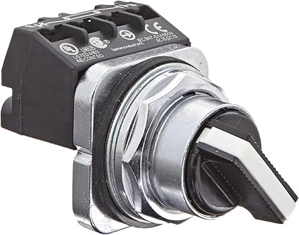 Siemens 52SA2AABA1 Heavy Duty Selector Switch Unit, Water and Oil Tight, 2 Positions, Short Lever, Maintained Operation, A Cam, 1NO + 1NC Contact Blocks , Black