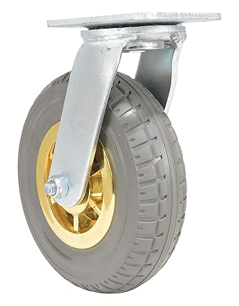 Vestil CST-VE-8X2FF-S Flat-Free Swivel Caster 8 in. Diameter x 2 in. Width 661 Lb. Capacity Dark Gray/Gold