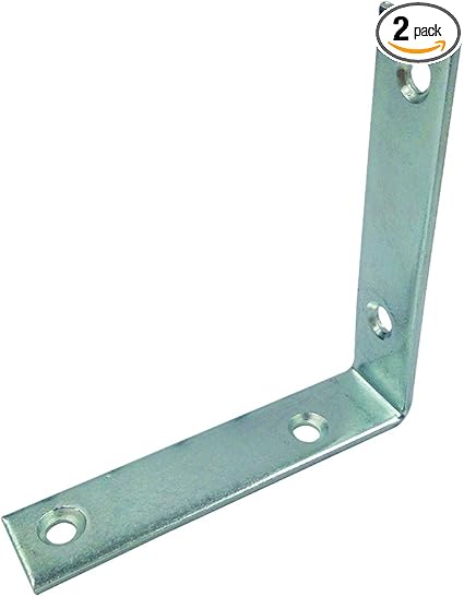 Prime-Line MP11346-2 Corner Bracket, 4 In., Steel Construction, Zinc-Plated, L-Angle (2 Pack)