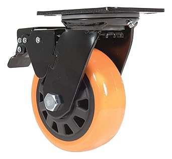 Vestil CST-BN-5X2PUP-SWTB Polyurethane Swivel with Total Brake Caster 5 in. Diameter x 2 in. Width 726 Lb. Capacity Orange/Black