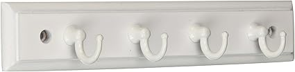 Dorman Hardware 4-1831 Keyrack, with 4 Extra Small Single White Hooks, 8.75-Inch, White Finish