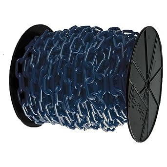 Mr. Chain Heavy-Duty Plastic Barrier Chain Reel, Cobalt Blue, 2-Inch Link Diameter, 100-Foot Length (51166)