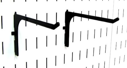 Wall Control Pegboard 6in Reach Extended Slotted Hook Pair - Slotted Metal Pegboard Hooks for Wall Control Pegboard and Slotted Tool Board – Black