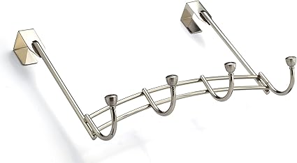 Richelieu Hardware RH1382204195 Contemporary Over The Door Hook Rack, 13-3/8 in (338 mm), Brushed Nickel