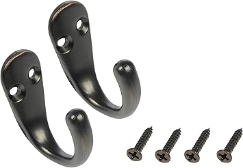 Dorman Hardware 4-1760 Single Coat Hooks with Bronze Finish, Pack of 2