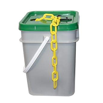 Mr. Chain Plastic Barrier Chain Pail, Yellow, 2-Inch Link Diameter, 160-Foot Length (50002-P)