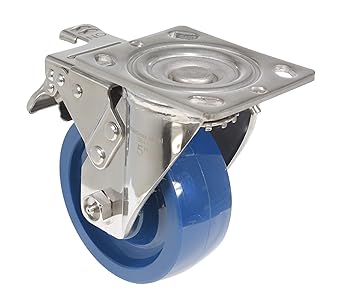 Vestil CST-F-SS-5X2SP-SWTB Solid Polyurethane Swivel with Total Brake Caster 5 in. Diameter x 2 in. Width 1000 Lb. Capacity Dark Blue