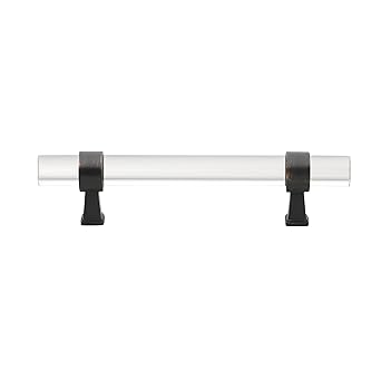 GlideRite Hardware GR-4718-96-ORB-10 3-3/4 Inch Center to Center Clear Acrylic Pull Cabinet Hardware Handle with Oil Rubbed Bronze Bases 10 Pack