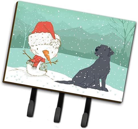 Black Labrador Snowman Christmas Leash or Key Holder