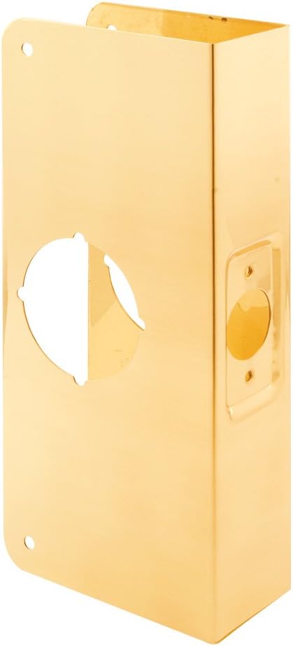 Prime-Line U 9540 Brass Lock and Door Reinforcement Plate for 1-3/8 In. Thick Doors, Brass Finish (Single Pack)