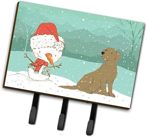 Chocolate Labrador Snowman Christmas Leash or Key Holder