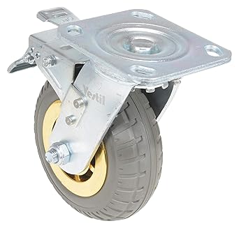 Vestil CST-VE-6X2FF-SWTB Flat-Free Swivel with Total Brake Caster 6 in. Diameter x 2 in. Width 617 Lb. Capacity Dark Gray/Gold