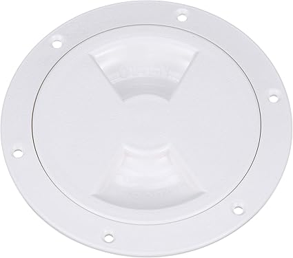 Attwood 12790-3 Deck Plate Inspection Port, 4-Inch Diameter, White ABS Plastic Construction, Pre-Drilled Flange