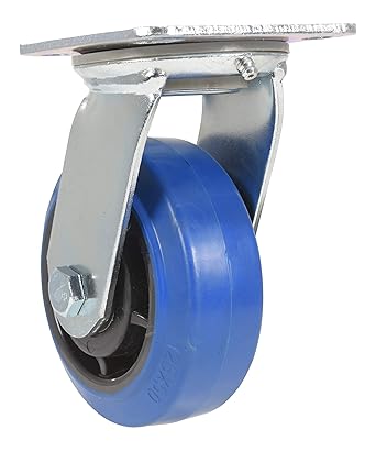 Vestil CST-BB-5X2ER-S Elastic Rubber Swivel Caster 5 in. Diameter x 2 in. Width 550 Lb. Capacity Blue/Black