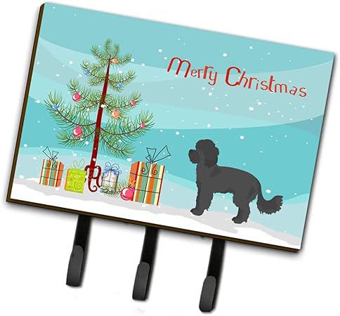 Black Maltipoo Christmas Tree Leash or Key Holder