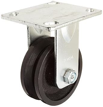 40-VIR-0415-R 40 Series Plate Caster, Rigid, V-Groove Iron Wheel, Roller Bearing, 700 lbs Capacity, 4