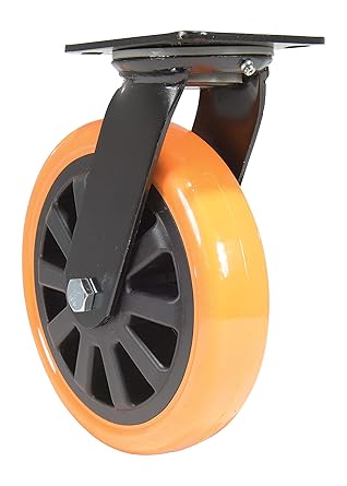 Vestil CST-BN-8X2PUP-S Polyurethane Swivel Caster 8 in. Diameter x 2 in. Width 902 Lb. Capacity Orange/Black