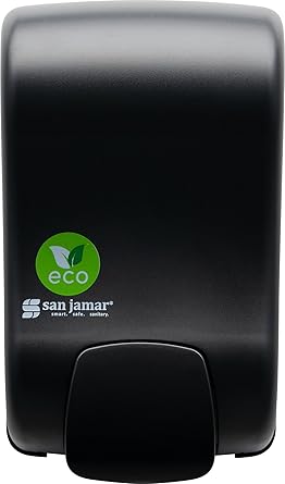 San Jamar Ecologic Rely Recycled Plastic Wall Mounted Manual Foam Soap Dispenser with Zero Waste for Home and Business, 900 Ml, Black