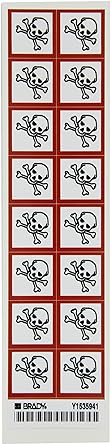 Brady 118846 Vinyl GHS Severe Toxic Picto Labels , Black/Red On White, 1