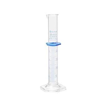 United Scientific™ (UNCYLNGB-25) 25mL Graduated Cylinder, Borosilicate 3.3 Glass, Double Metric Scale, Class B, Pack of 2