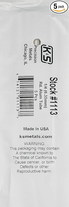 K & S Precision Metals 1113 Round Aluminum Tube, 1/4