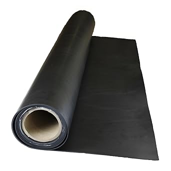 Rubber Sheet, Hypalon, Rubber Width 36 in, Rubber Length 12 in, Rubber Thickness 1/8 in, Black, 60A, Adhesive Backing