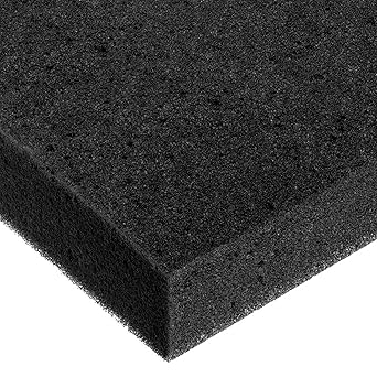 Polyurethane Foam Sheet, Black, 3 lbs/cu. ft., 2 in Thick x 24 in Wide x 24 in Long