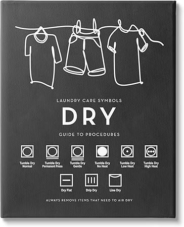 Stupell Industries Drying Procedure Guide Helpful Laundry Symbol Chart, Design by Lettered and Lined, Gallery Wrapped Canvas, 16 x 20