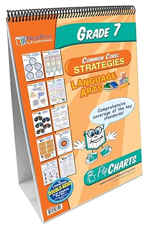 ELA Common Core Strategies Flip Chart Set (Grade 7) - 10 Laminated Write-On/Wipe-Off, Double-Sided Charts Mounted on Easel with Activity Guide