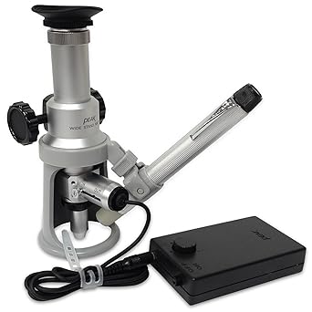 PEAK TS2064-300CIL-LED Wide Stand Rack and Pinion Focusing Microscope with LED Light, 300X Magnification