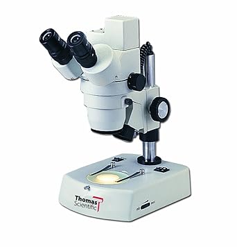 Thomas 1100500200101T Digital Stereo Microscope with Built-in Digital Camera and Space-Saving Base, 20mm Eyepiece, Standard Achromat Objective, 12V, 1x - 4x Magnification