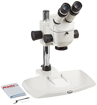 1100200900231 K-500P Binocular Stereo Microscope, WF10x Eyepieces, Five-Step Magnification (6.4x, 10x, 16x, 25x, 40x), 1x Auxiliary Objective, Infinity Optical System, Ambient Illumination, Fixed Stage