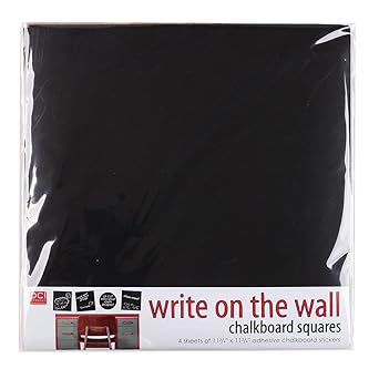 DCI 4 Piece Write on the Wall Adhesive Square Chalkboard Set