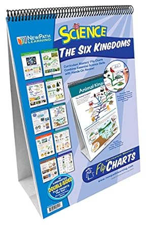 NewPath Learning Six Kingdoms Laminated, Double-Sided “Write-On/Wipe-Off” Flip Chart - Set of 10, 12