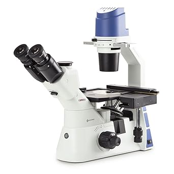 Inverted Trinocular Microscope with Mechanical Stage PLPH 10/20/40x, 5W LED and with Transportation Box, Globe Scientific | Euromex