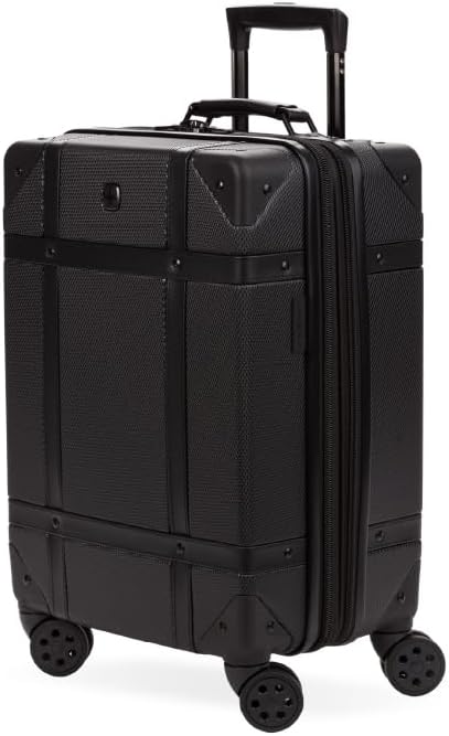 SwissGear 7739 Hardside Luggage Trunk with Spinner Wheels, Black, Carry-On 19-Inch