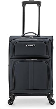 U.S. Traveler Anzio Softside Expandable Spinner Luggage, Dark Grey, Carry-on 22-Inch