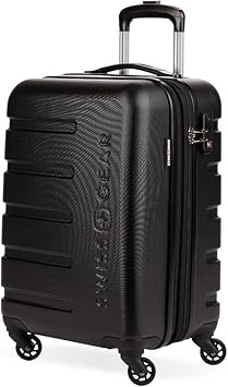 SwissGear 7366 Hardside Expandable Luggage with Spinner Wheels, Black, Carry-On 19-Inch