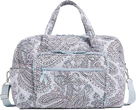 Vera Bradley Women's Cotton Weekender Travel Bag, Soft Sky Paisley, One Size