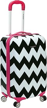 Rockland Safari Hardside Spinner Wheel Luggage, Pink Chevron, Carry-On 20-Inch