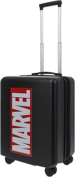 FUL Marvel Logo 22.5 Inch Carry On Luggage, Hardshell Rolling Suitcase with Spinner Wheels, Black