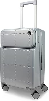 World Traveler Dejuno Smart Luggage with USB Ports, Silver, Carry-On 20-Inch