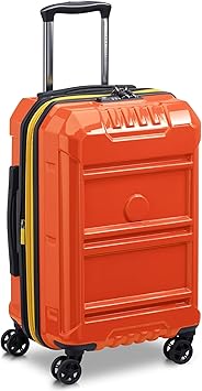 DELSEY Paris Rempart Hardside Expandable Luggage with Spinner Wheels, Orange, Carry-On 19 Inch