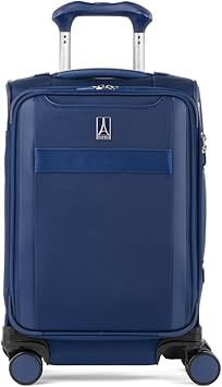 Travelpro VersaPack+ Lightweight Softside Expandable Carry on Luggage, 8 Spinner Suitcase, TSA Lock, Men and Women, Compact Carry On 20-Inch, Estate Blue