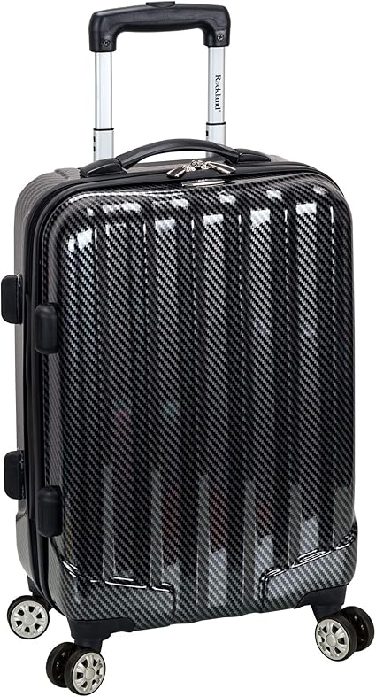 Rockland Melbourne Hardside Spinner Wheel Luggage, Black Fiber, Carry-On 20-Inch