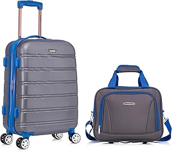 Rockland Melbourne Hardside Expandable Luggage with Spinner Wheels with Matching Softside Tote, Grey