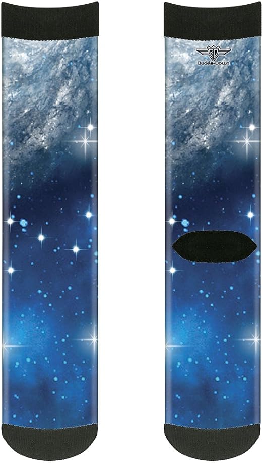 Buckle-Down Unisex-Adult's Socks Galaxy Blues Crew, Multicolor