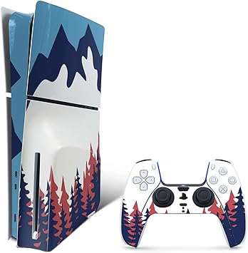 MightySkins Skin Compatible with PlayStation 5 Slim Disk Edition Bundle - Winter Scape | Protective, Durable, and Unique Vinyl Decal wrap Cover | Easy to Apply | Made in The USA